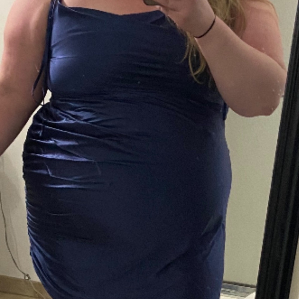 4x Blue Satin Dress
